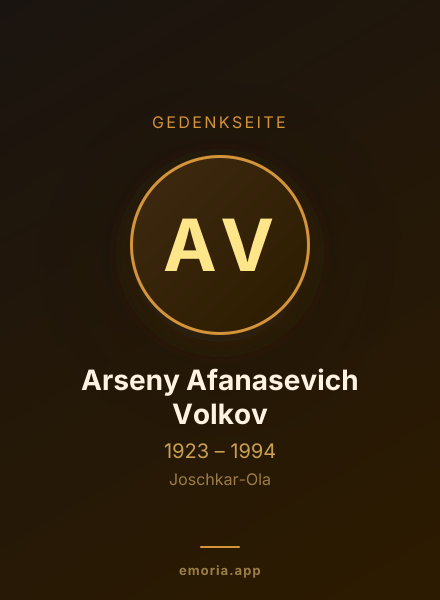 Gedenkportrait von Arseny Afanasevich Volkov