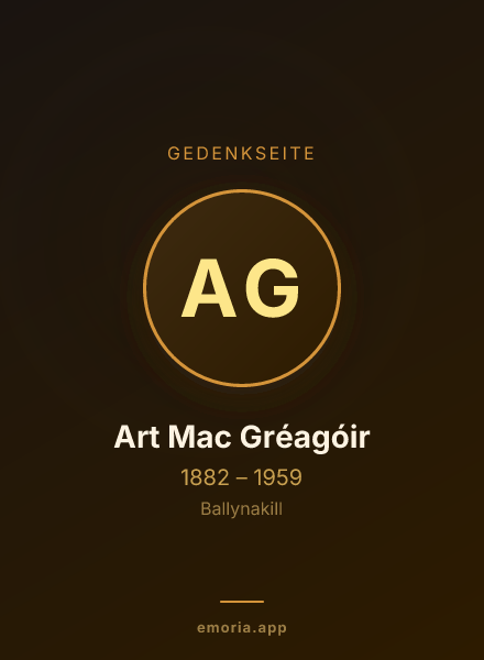 Gedenkportrait von Art Mac Gréagóir