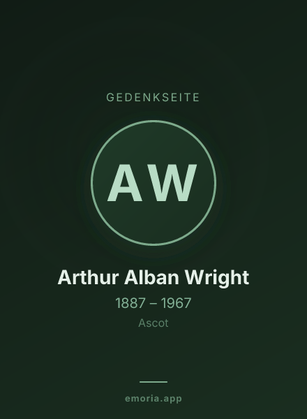 Gedenkportrait von Arthur Alban Wright