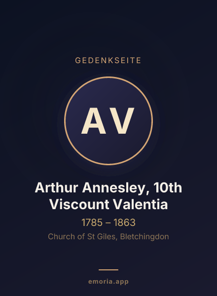 Gedenkportrait von Arthur Annesley, 10th Viscount Valentia