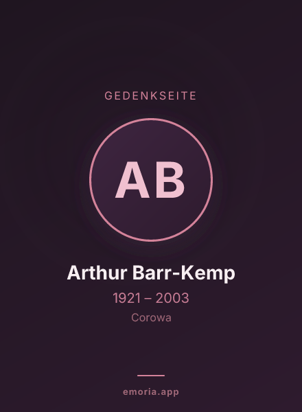 Gedenkportrait von Arthur Barr-Kemp