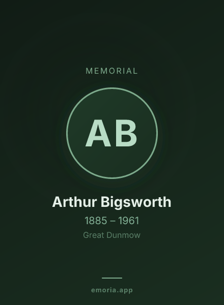 Memorial portrait of Arthur Bigsworth