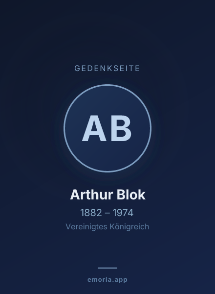 Gedenkportrait von Arthur Blok