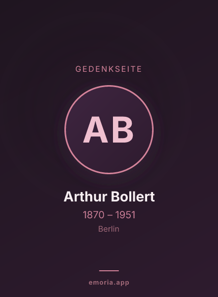 Gedenkportrait von Arthur Bollert