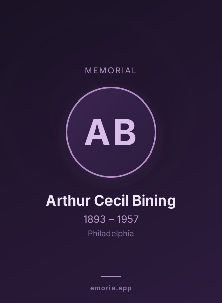 Memorial portrait of Arthur Cecil Bining