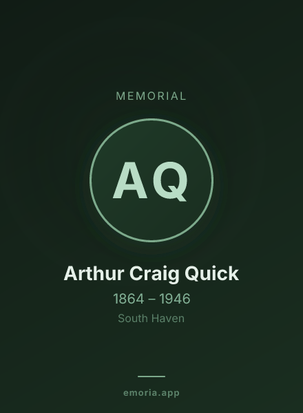 Memorial portrait of Arthur Craig Quick