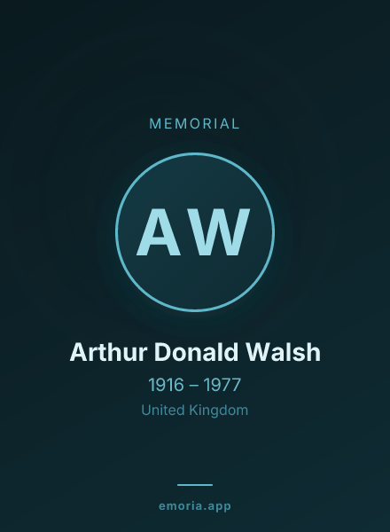 Memorial portrait of Arthur Donald Walsh