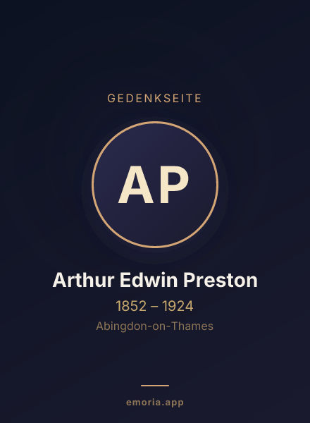Gedenkportrait von Arthur Edwin Preston