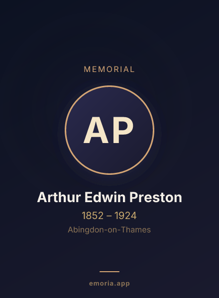 Memorial portrait of Arthur Edwin Preston