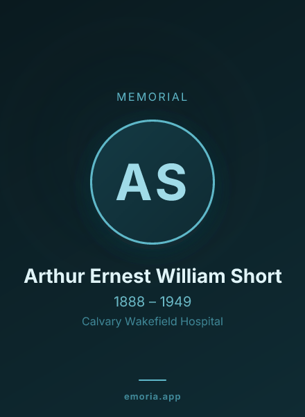 Memorial portrait of Arthur Ernest William Short