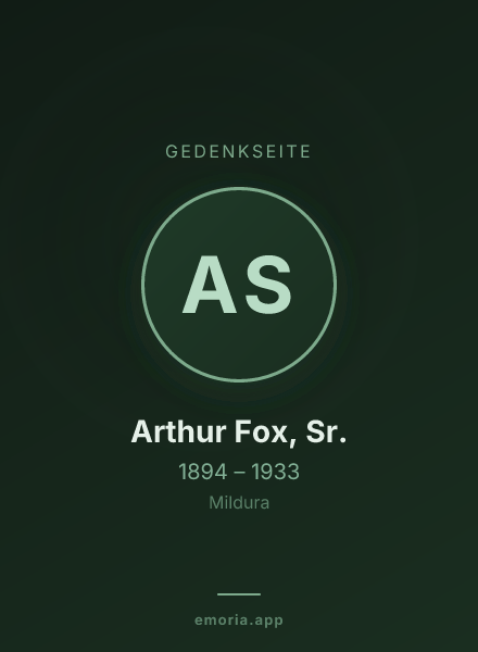 Gedenkportrait von Arthur Fox, Sr.