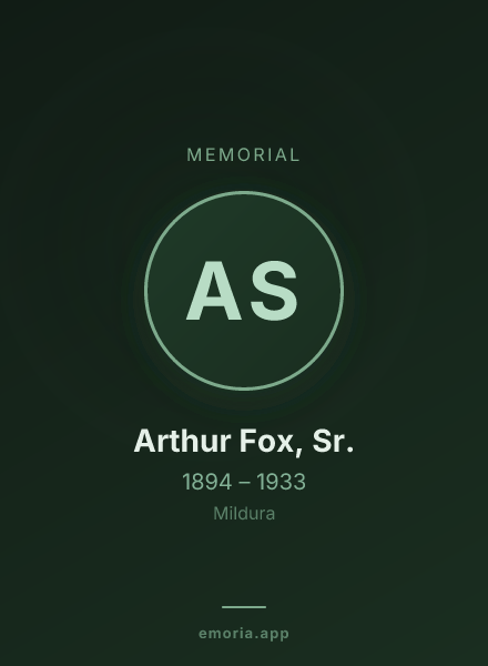 Memorial portrait of Arthur Fox, Sr.