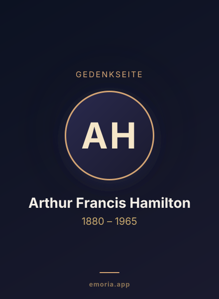 Gedenkportrait von Arthur Francis Hamilton