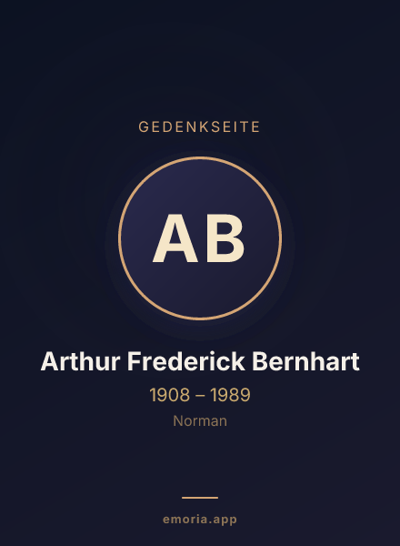 Gedenkportrait von Arthur Frederick Bernhart