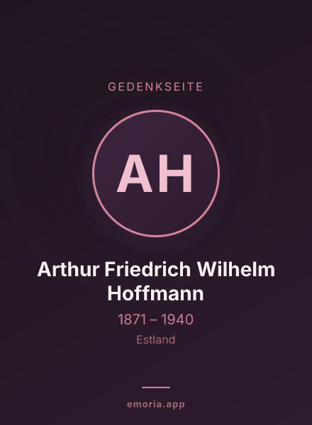 Gedenkportrait von Arthur Friedrich Wilhelm Hoffmann