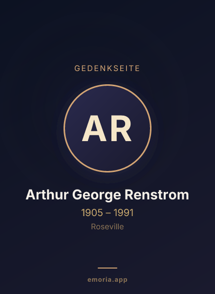 Gedenkportrait von Arthur George Renstrom