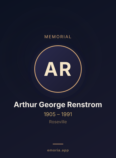 Memorial portrait of Arthur George Renstrom