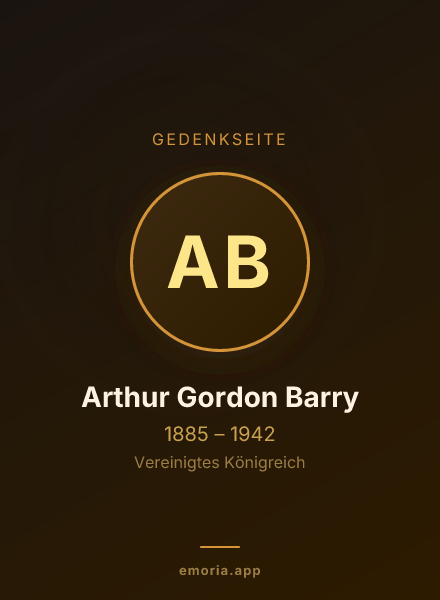 Gedenkportrait von Arthur Gordon Barry