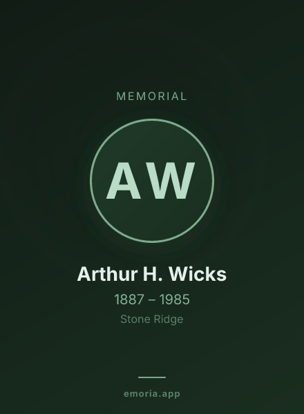 Memorial portrait of Arthur H. Wicks