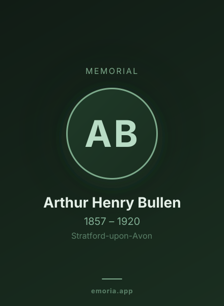 Memorial portrait of Arthur Henry Bullen