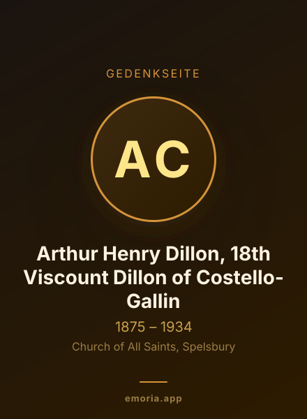 Gedenkportrait von Arthur Henry Dillon, 18th Viscount Dillon of Costello-Gallin