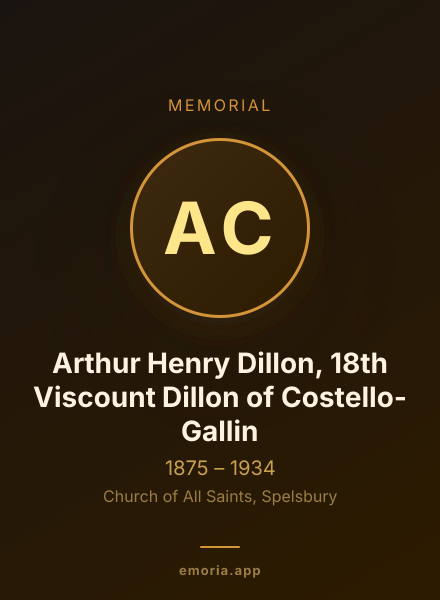 Memorial portrait of Arthur Henry Dillon, 18th Viscount Dillon of Costello-Gallin