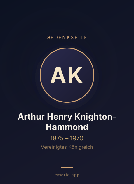 Gedenkportrait von Arthur Henry Knighton-Hammond