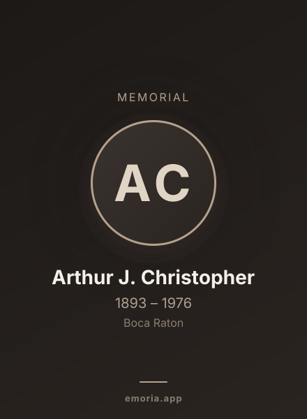 Memorial portrait of Arthur J. Christopher