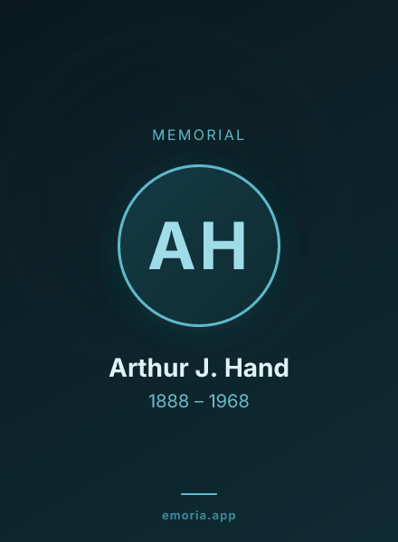 Memorial portrait of Arthur J. Hand