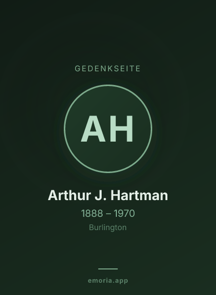 Gedenkportrait von Arthur J. Hartman