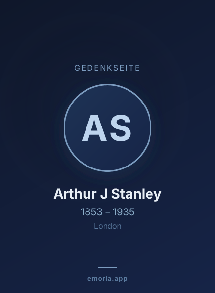 Gedenkportrait von Arthur J Stanley