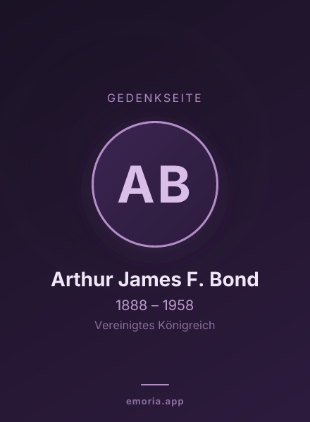 Gedenkportrait von Arthur James F. Bond