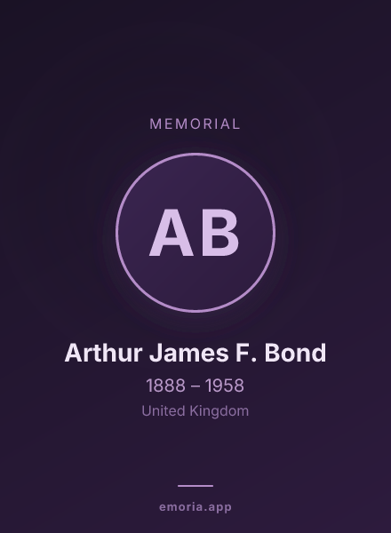 Memorial portrait of Arthur James F. Bond