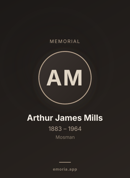 Memorial portrait of Arthur James Mills