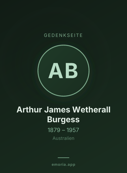Gedenkportrait von Arthur James Wetherall Burgess