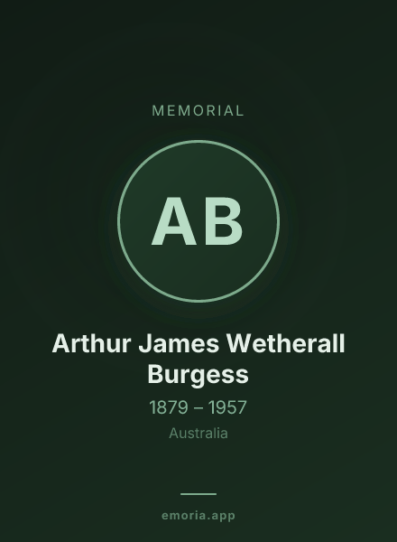 Memorial portrait of Arthur James Wetherall Burgess