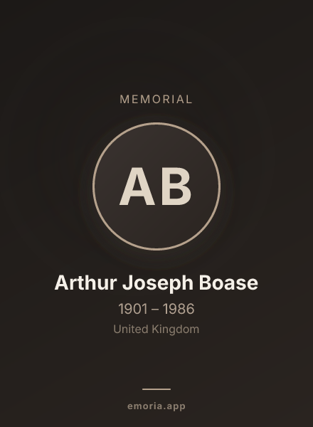 Memorial portrait of Arthur Joseph Boase