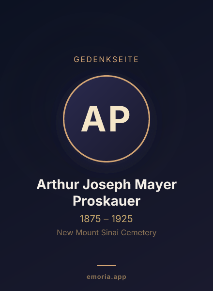 Gedenkportrait von Arthur Joseph Mayer Proskauer