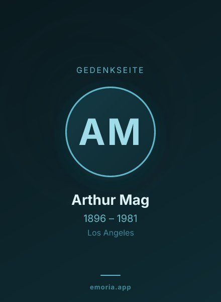 Gedenkportrait von Arthur Mag
