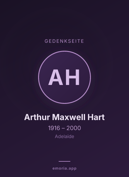 Gedenkportrait von Arthur Maxwell Hart