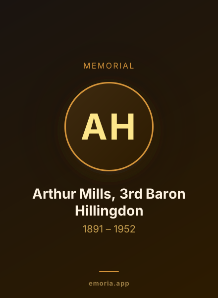 Memorial portrait of Arthur Mills, 3rd Baron Hillingdon