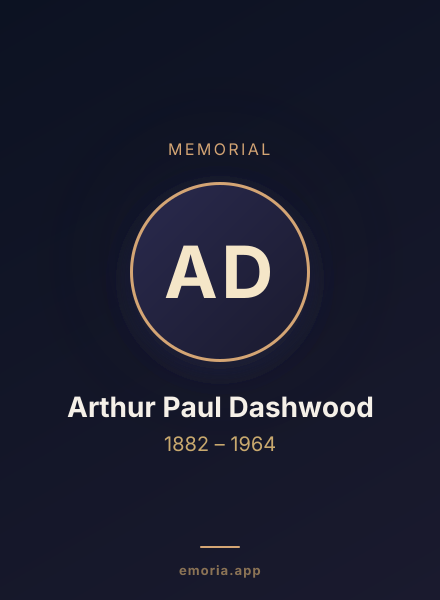 Memorial portrait of Arthur Paul Dashwood