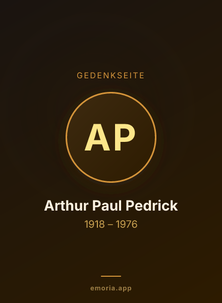 Gedenkportrait von Arthur Paul Pedrick