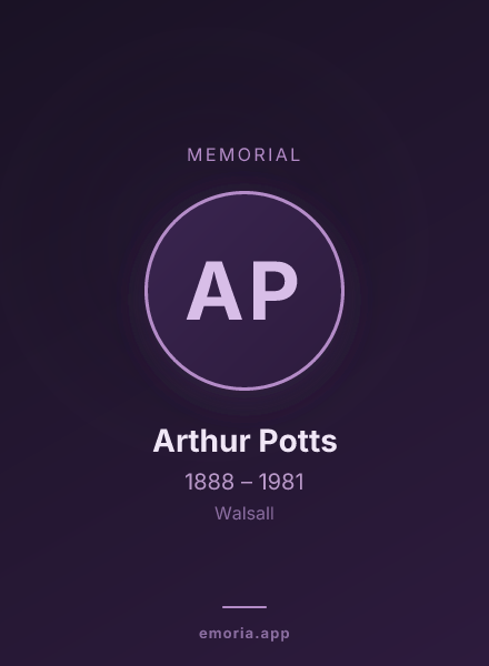 Memorial portrait of Arthur Potts
