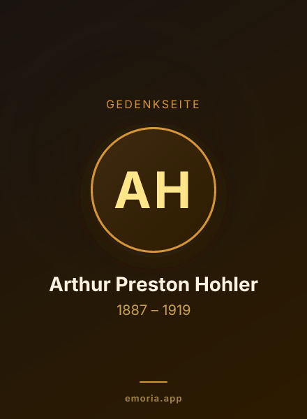 Gedenkportrait von Arthur Preston Hohler