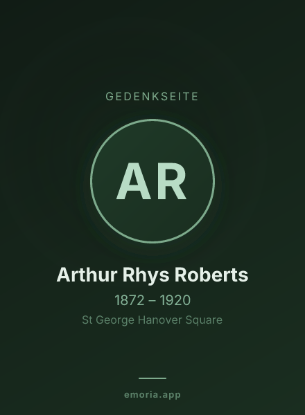 Gedenkportrait von Arthur Rhys Roberts