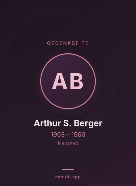 Gedenkportrait von Arthur S. Berger