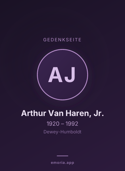 Gedenkportrait von Arthur Van Haren, Jr.