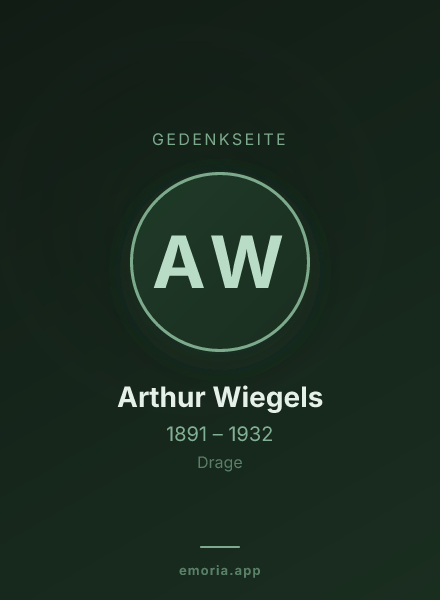 Gedenkportrait von Arthur Wiegels