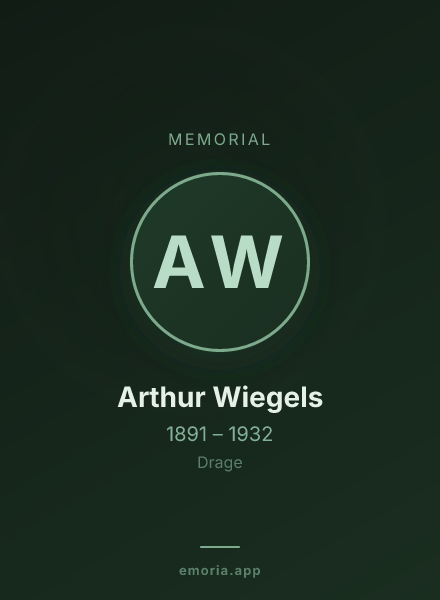 Memorial portrait of Arthur Wiegels